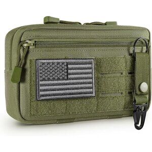 Green Tactical Molle Admin Pouch Utility Laser Cut EDC Tool Bag with Keychain